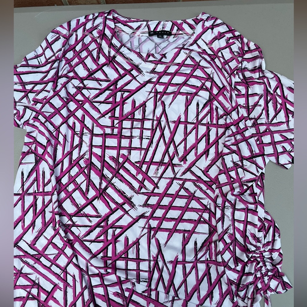 Pink and White Geometric Top by N Touch